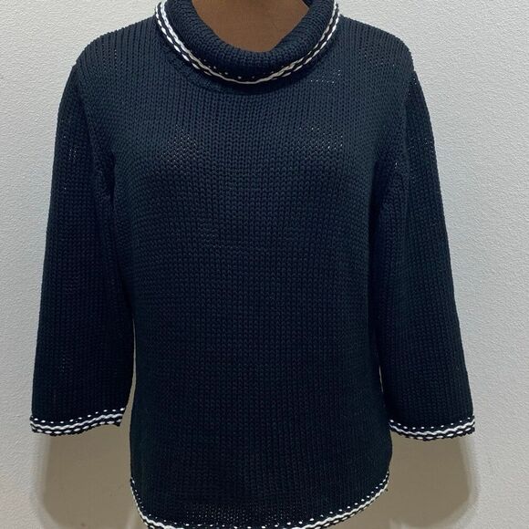 Sweaters - Olsen Europe Cowl Neck Black/White Sweater Size 10